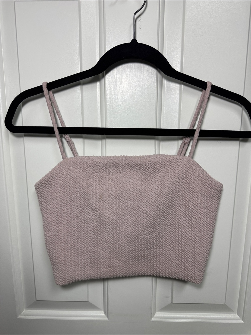 Soft Pink Textured Crop Cami Top